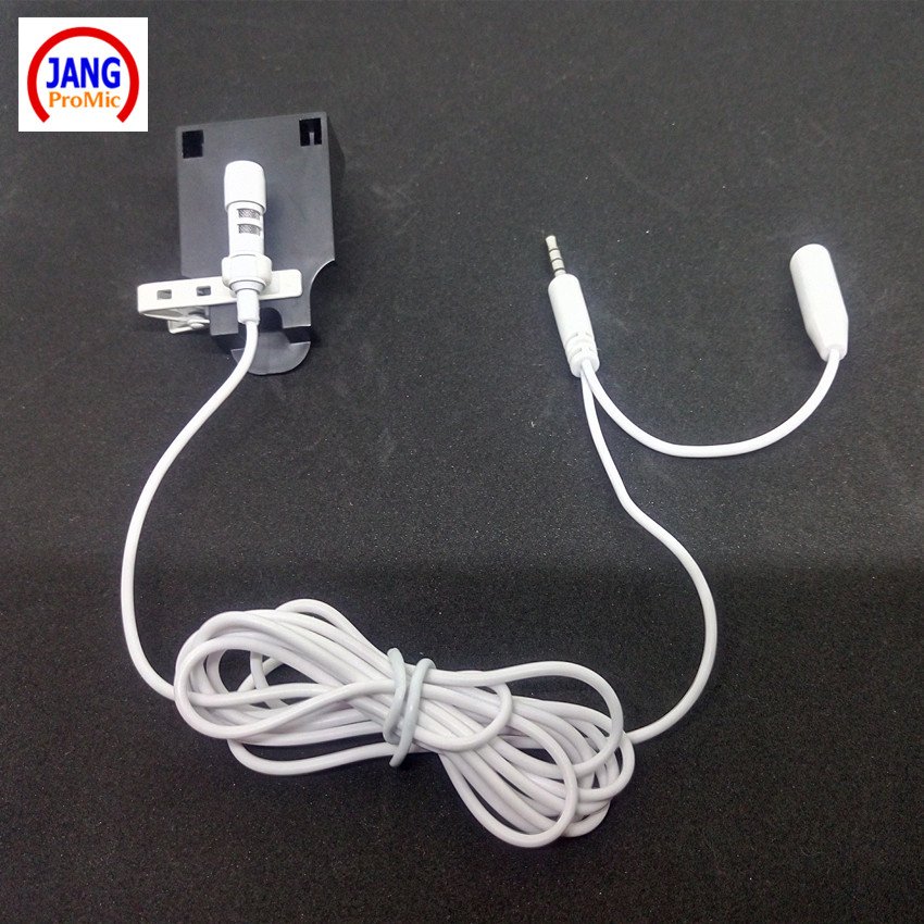 Lapel White Mobile Phone Microphone Stereo Condenser Microfone Two Line Earphone for iPhone Samsung