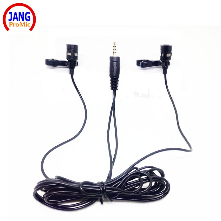 Professional Lavalier Mobile Phone Microphone with Two Recording Microfone for Most Phone Interview
