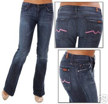 Seven For All Mankind Pink Painted Pocket Jeans Size 26 Waist