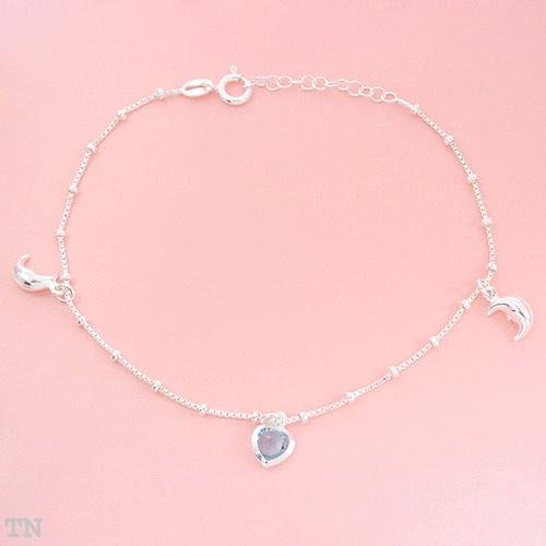 Anklet with Genuine Crystal in Sterling Silver