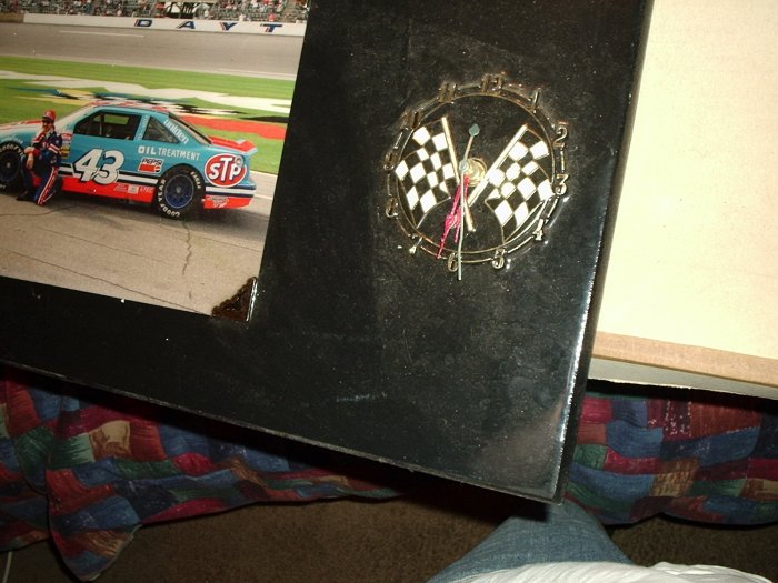 RICHARD PETTY RACE CLOCK. EMBLEM