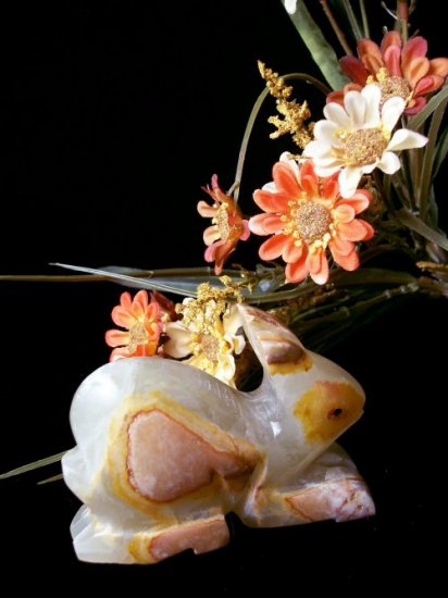 Hand Carved Genuine Onyx Marble Carved Stone Rabbit - 1381