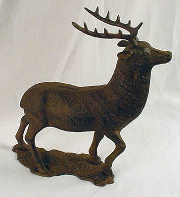 HUGE Buck Elk Deer Stag Bank Cast Iron Figurine - 04632
