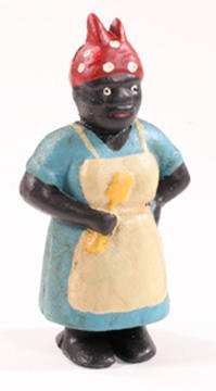 Black Lady Cast Iron Figurine Penny Bank - 04626