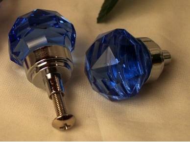 SMALL Cobalt Blue Crystal Glass Drawer/Door Pull Knob - HO35B