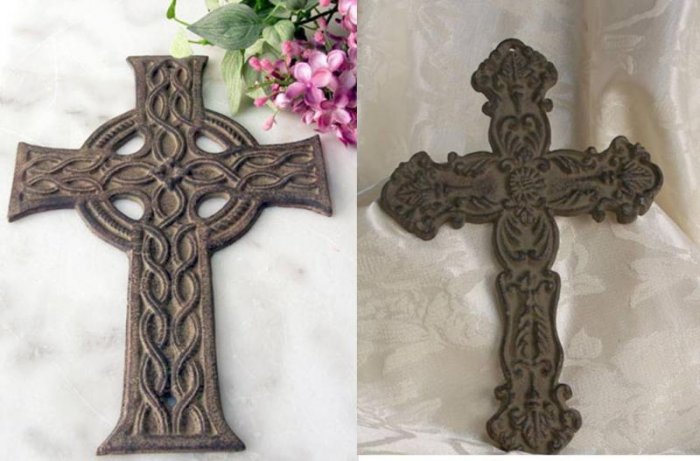 Flat Antique Look Cast Iron Crosses Set of 4 - 03101