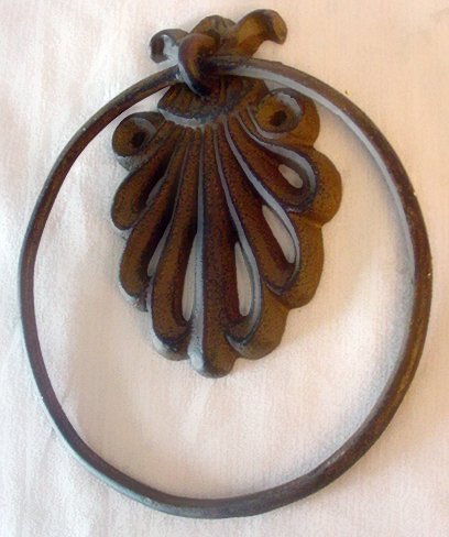 Set of 2 Cast Iron Rust Towel Ring Holder - 11603