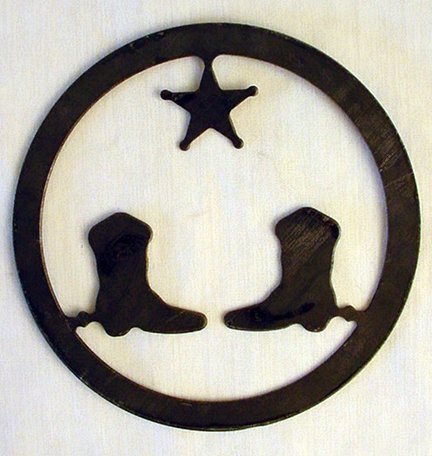 Metal Cut-Out Cowboy Boots W/ Star Plaques - 12104