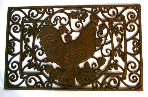 Cast Iron Rooster Floor Mat/Grate Door Mud Rug - 0014