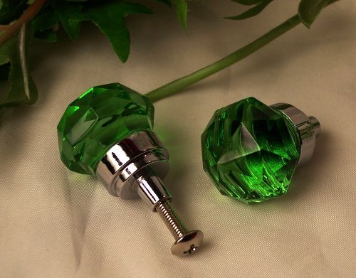 Small Green Crystal Cabinet Door/Drawer Pull Knob - HO35g