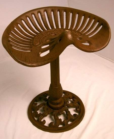 Cast Iron Tractor Seat Stool Mounted On Post Farm - 0026