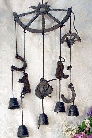 Broken Wheel W/ Bells Windchime Cast Iron - 02085