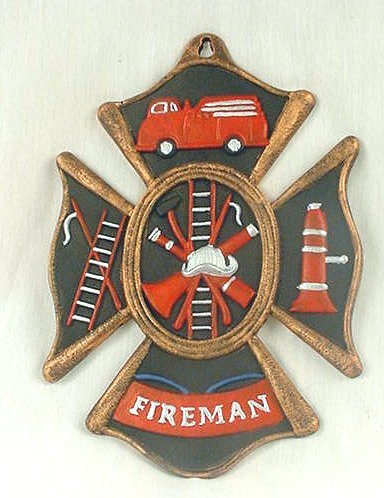 Vintage Style Fireman/Firefighter Cast Iron Wall Plaque - 05207