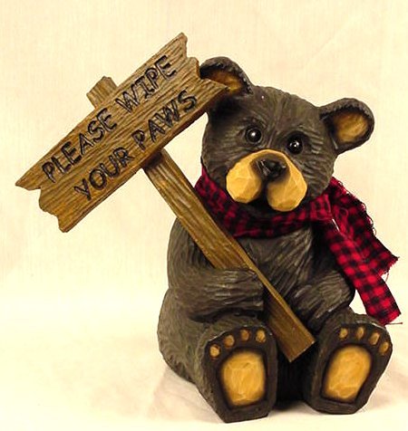Bear Northwood w/Sign "Please Wipe Your Paws" Rustic - 21105