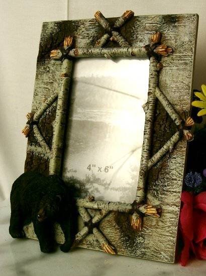 Bear 4 x 6 Photo Frame Rustic Birch Wood Look - 26929