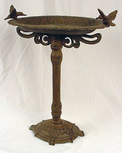 Copper Color Iron Birdbath w/HummingBirds Vintage Style - 13476