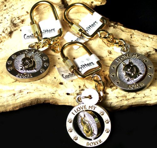 Boxer Keychain Brass Lot of 3 Canine Critters - 00007