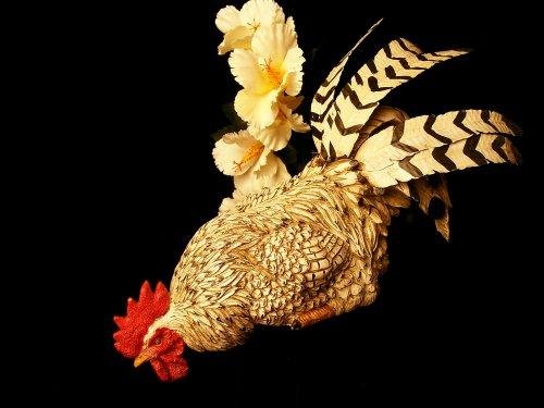 Black & White Rooster Life-Like Farm Shelf Sitter - 2550