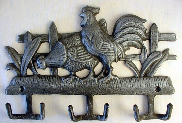 Cast Iron Wall Hook - Chicken & Rooster Country Farm - 01517