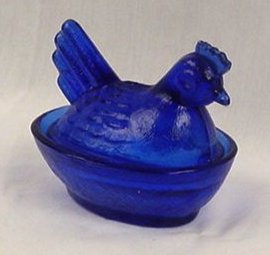 Cobalt Blue Hen on Nest - 6638