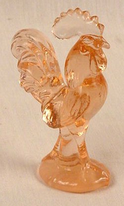 Rooster Paper Weight Pink Glass Country Home Office - 16461
