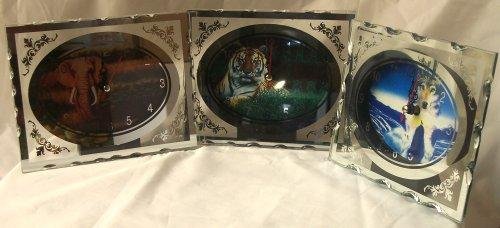 Wildlife Clock Lot of 3 -1 each Elephant Tiger Wolf -080807