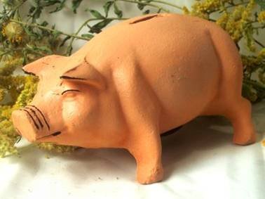 Heavy Pink Cast Iron Pig Bank / Doorstop - 04615
