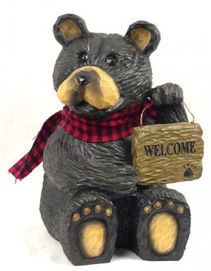 Northwood Bear w/ Welcome Sign Rustic Cabin Camping - 21110