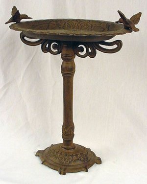 Copper Color Iron Birdbath w/HummingBirds Vintage Style - 13476