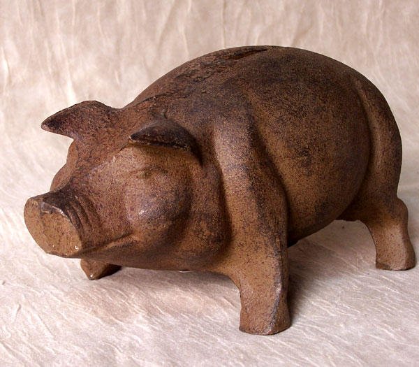 Cast Iron Pig Bank Rust - 04614