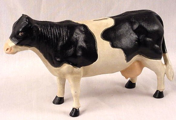 LARGE Heavy Cast Iron Country Farm Cow Bank - 04641