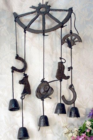 Broken Wheel W/ Bells Windchime Cast Iron - 02085