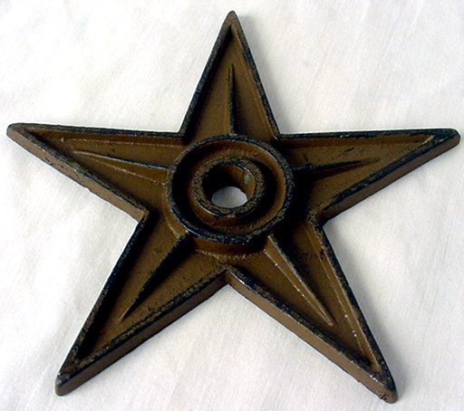 6-1/2 inch Cast Iron Star - Center Hole LARGE Set of 6 - 02106