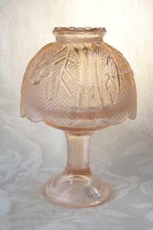 Pink Glass Candle Holder Lamp Candleholder w/Shade - 16290