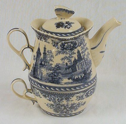 Tea for One Set Pot & Cup Blue and White Floral - 58036