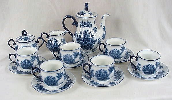 17 Piece Tea Set Elegant Blue and White "Iron Stone" - 15523