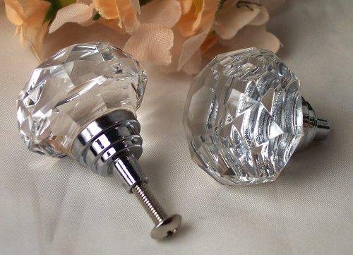 LARGE Clear Solid Crystal Glass Drawer/Door Pull - H014C