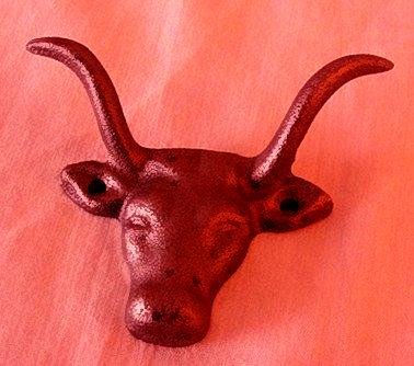 Cast Iron Bull W/ Horns Drawer Pulls/Hooks Lot of 12 - 10201
