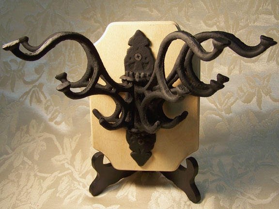 Cast Iron 5 Pivoting Arms Black Coat Rack Antique Look - 01641BL