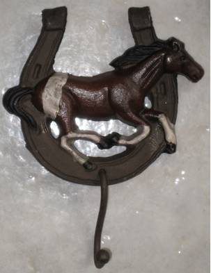 Galloping Horse and Horseshoe Wall Hook/Plaque Lot of 2 - 01644
