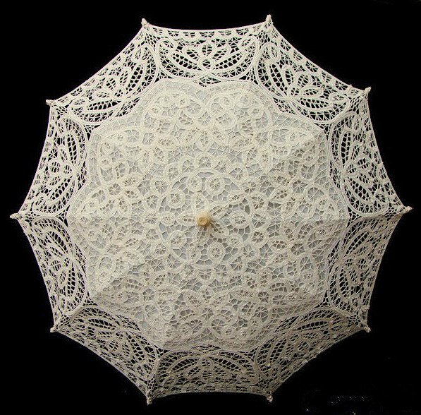 free shipping Exquisite White/Ivory Battenburg Lace Wedding Parasol Umbrella Bridal Shower