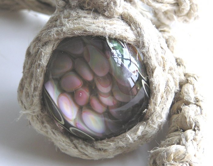 Hip Hop Style Hippie Bling Hand Knotted Hemp & Glass Fumed-Cane Marble Necklace - Nixplicit 029M
