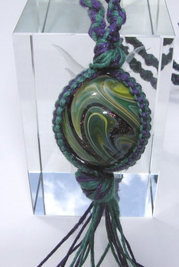 Hip Hop Hippie Bling Handcrafted Glass Marble Hemp Necklace - Unisex Reverse Axis - Nixplicit 018M