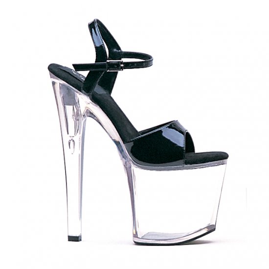 821-JULIET-C, 8" Heel Clear Bottom Stripper Sandals - Size 9 (US)