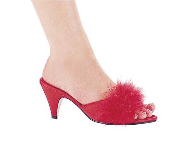 PHOEBE, 2.5" Marabou Slippers in Red Size 8 (US)