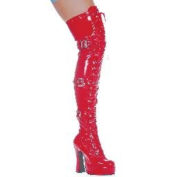 557-KRUPA, 5" Thigh High Boots in Red - Size 14 (US)