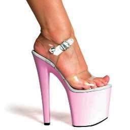 821-BROOK, 8" Heel Stripper Sandal in Clear/Pink Size 11 (US)