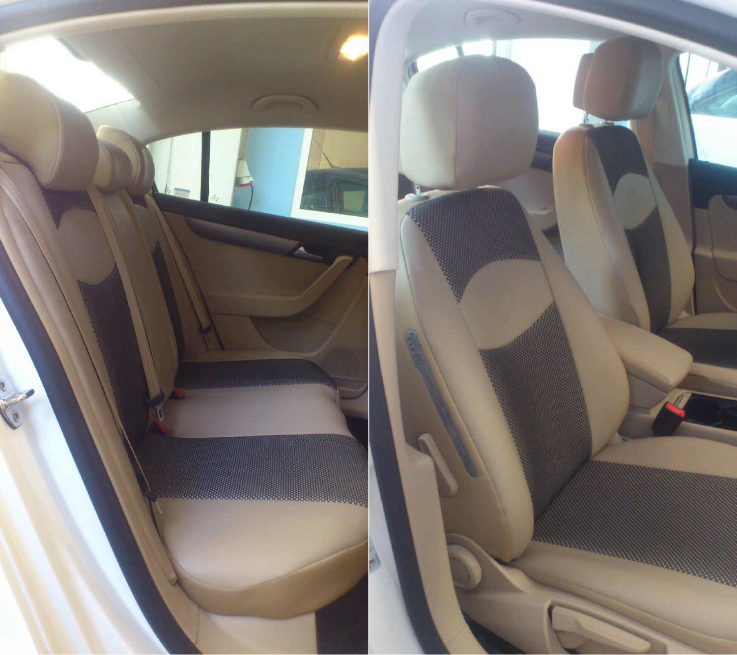 Vw Passat 2010 2017 Mix Leatherette Synthetic Front Rear Custom Vw Passat 2010 2017 Mix Leatherette Synthetic Front Rear Custom Tan Black Car Seat Covers