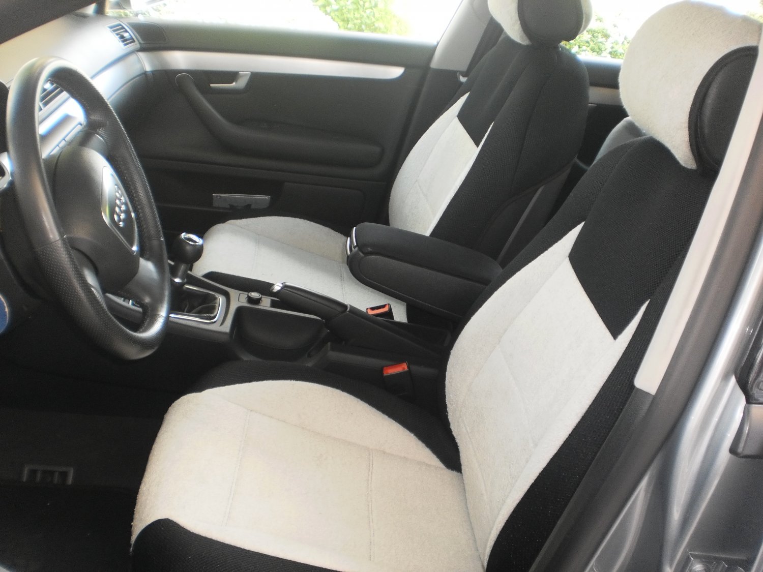 MIX COTTON TOWEL & SYNTHETIC TWO FRONT GREY BLACK CAR SEAT COVERS (Fits