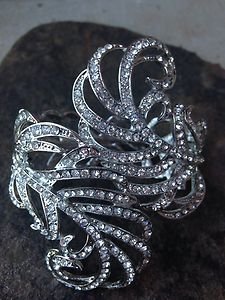 Crystal Bracelet~ Cuff ~ Embellished in Clear Genuine Crystals~"BEAUTIFUL" NWT